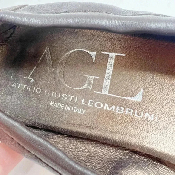 AGL Brown Leather Rounded Toe Heels Heeled Ballet Shoes Size 39.5 - Picture 5 of 12